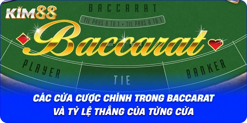 Các cửa cược chính trong Baccarat và tỷ lệ thắng của từng cửa.