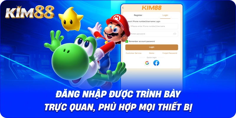 Giao diện đăng nhập kim88 được trình bày trực quan, phù hợp mọi thiết bị.